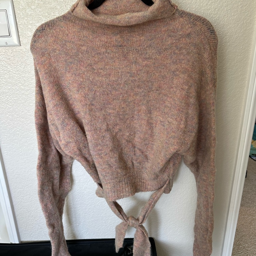 Wilfred by Aritzia Soft Tie-Back Sweater | XS | Pink Marl | Mohair Blend